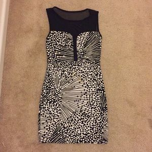 Size small. Black and white bodycon mini w/ mesh.